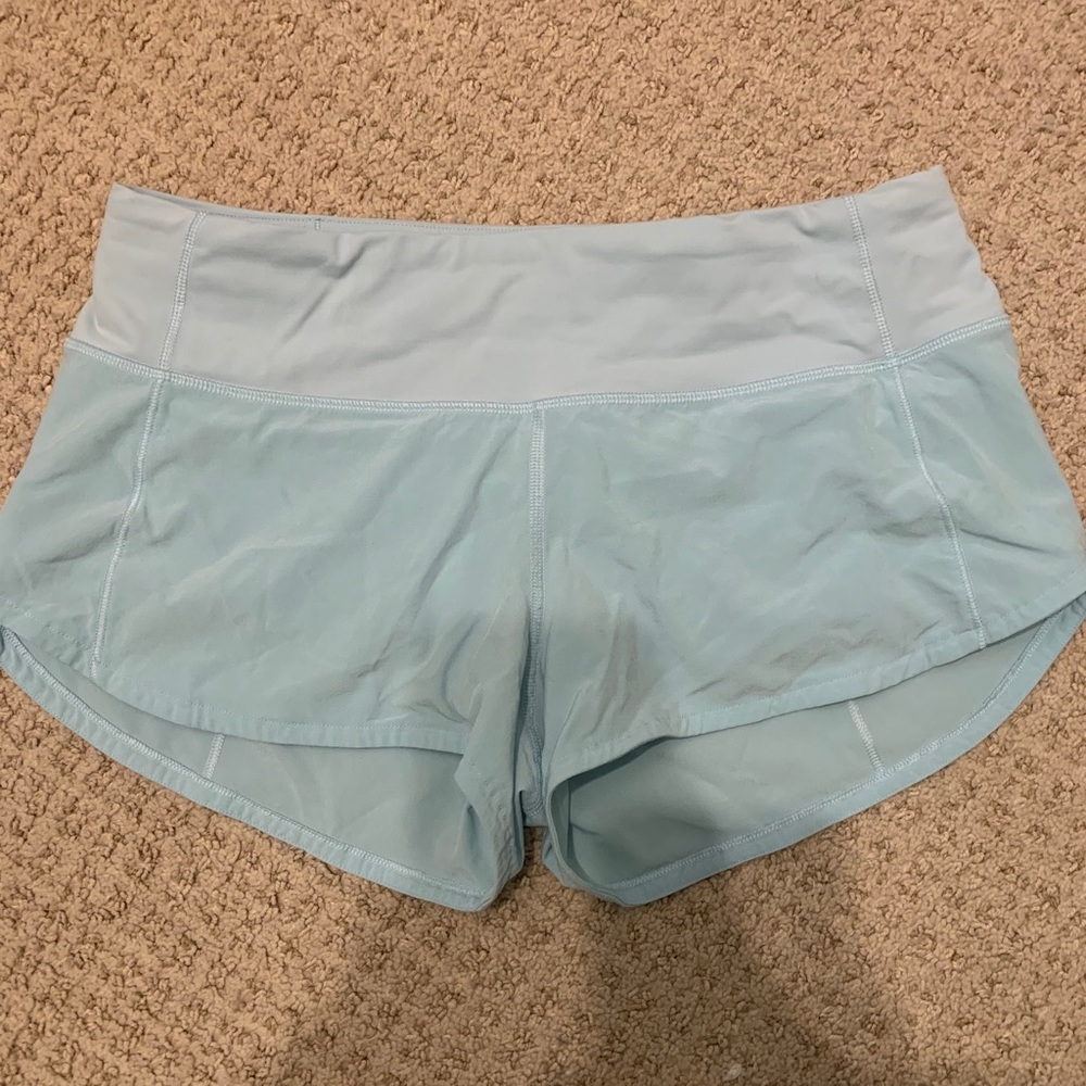 Lululemon speed up shorts size 4 2inch light blue